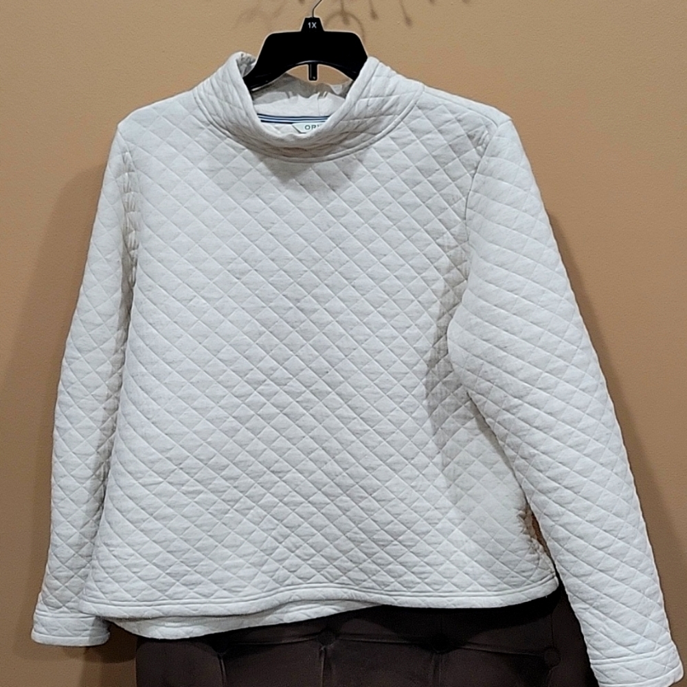Orvis: Quilted Turtleneck Sweatshirt/ Cream/XL